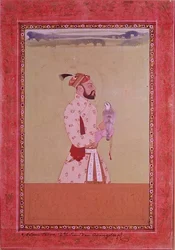 Azam Shahr, dritter Sohn von Kaiser Aurangzeb, mit einem Falken, Golconda, um 1680